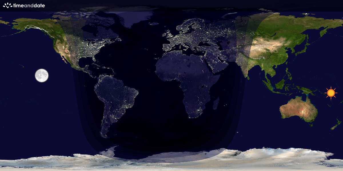 Verdenskart som viser dag og natt 