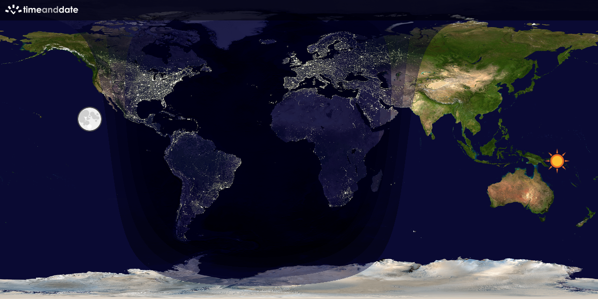 Verdenskart som viser dag og natt 