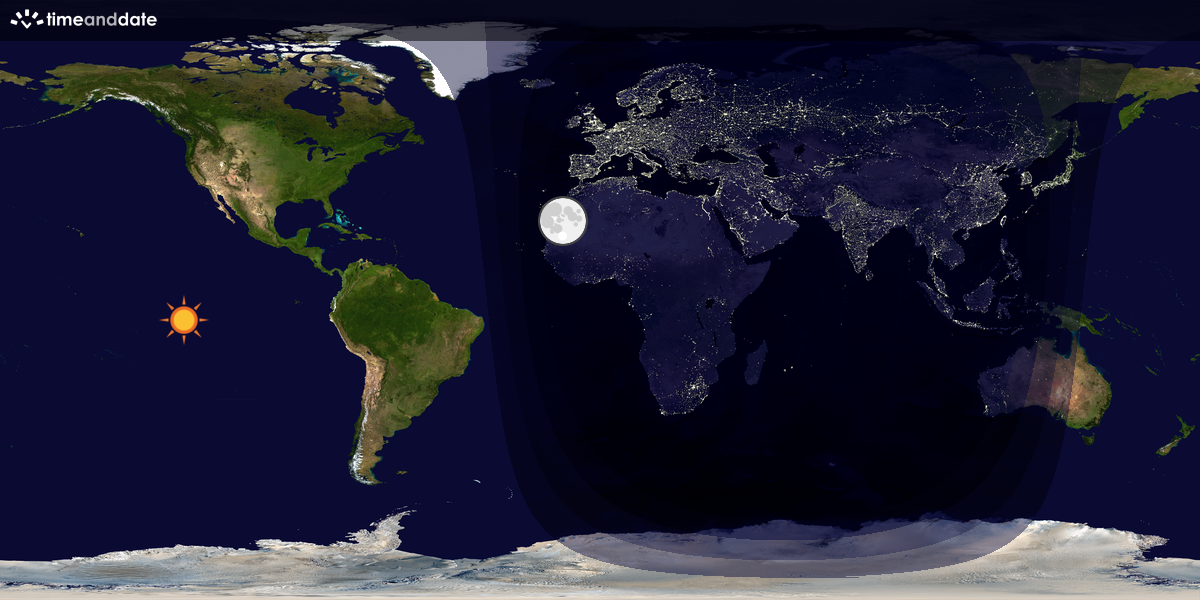 Verdenskart som viser dag og natt 
