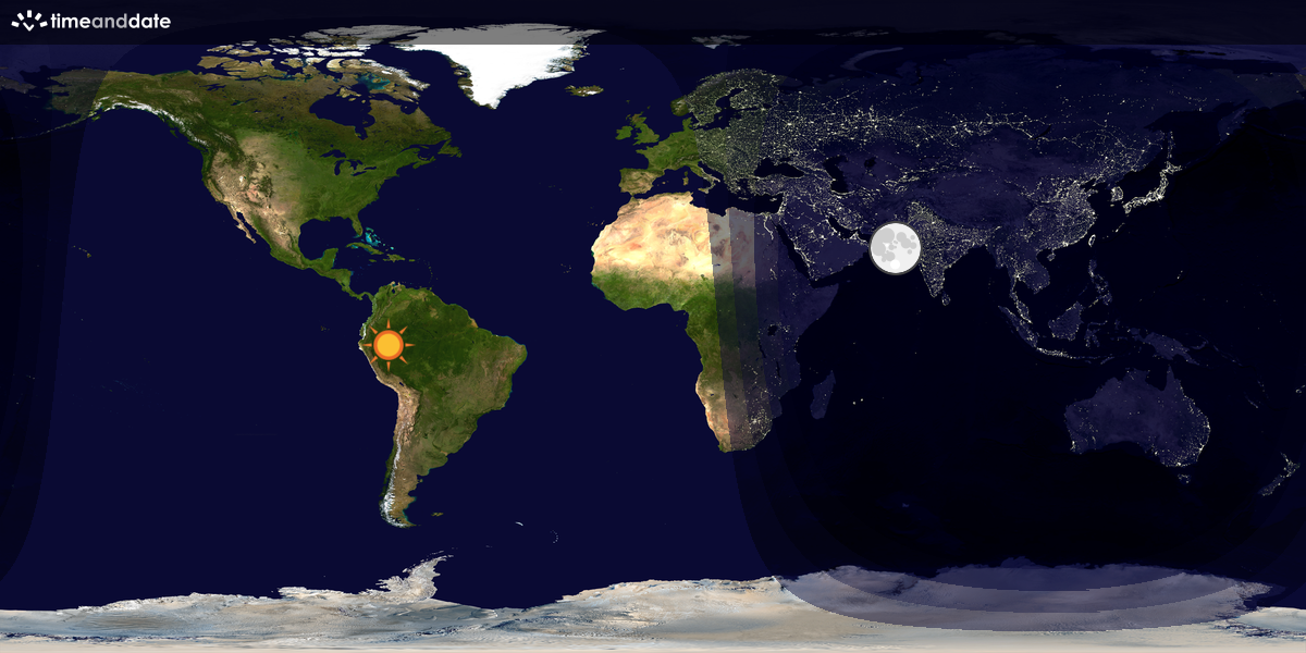 Verdenskart som viser dag og natt 