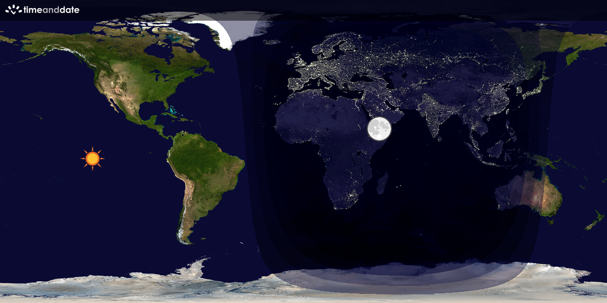 Verdenskart som viser dag og natt 