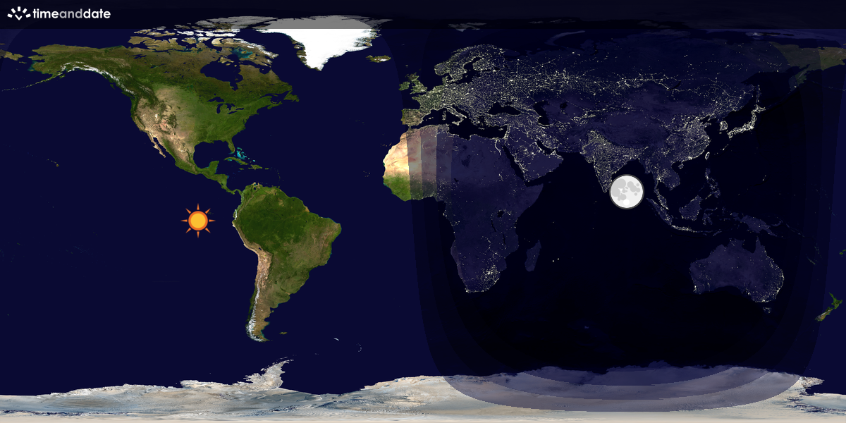 Verdenskart som viser dag og natt 