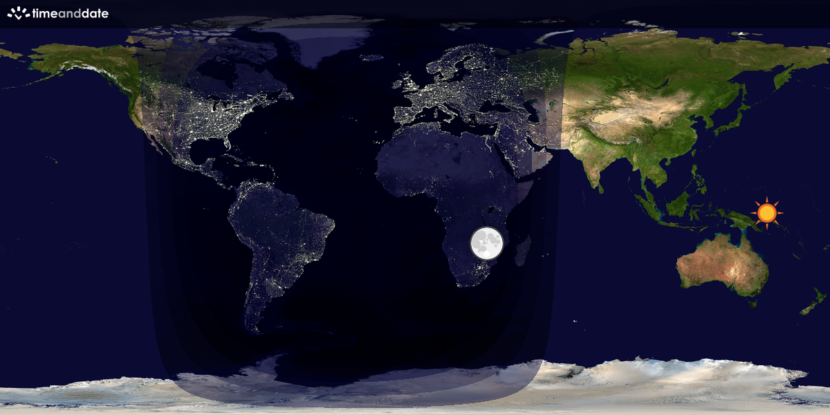 Verdenskart som viser dag og natt 