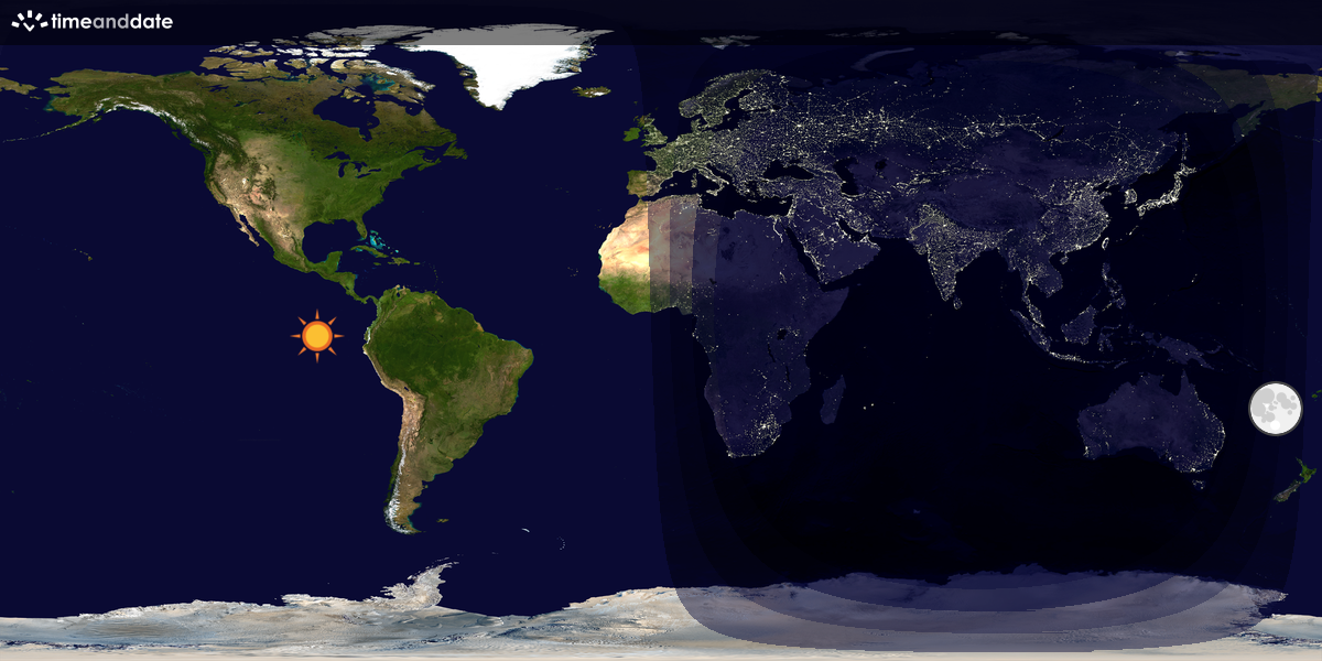 Verdenskart som viser dag og natt 