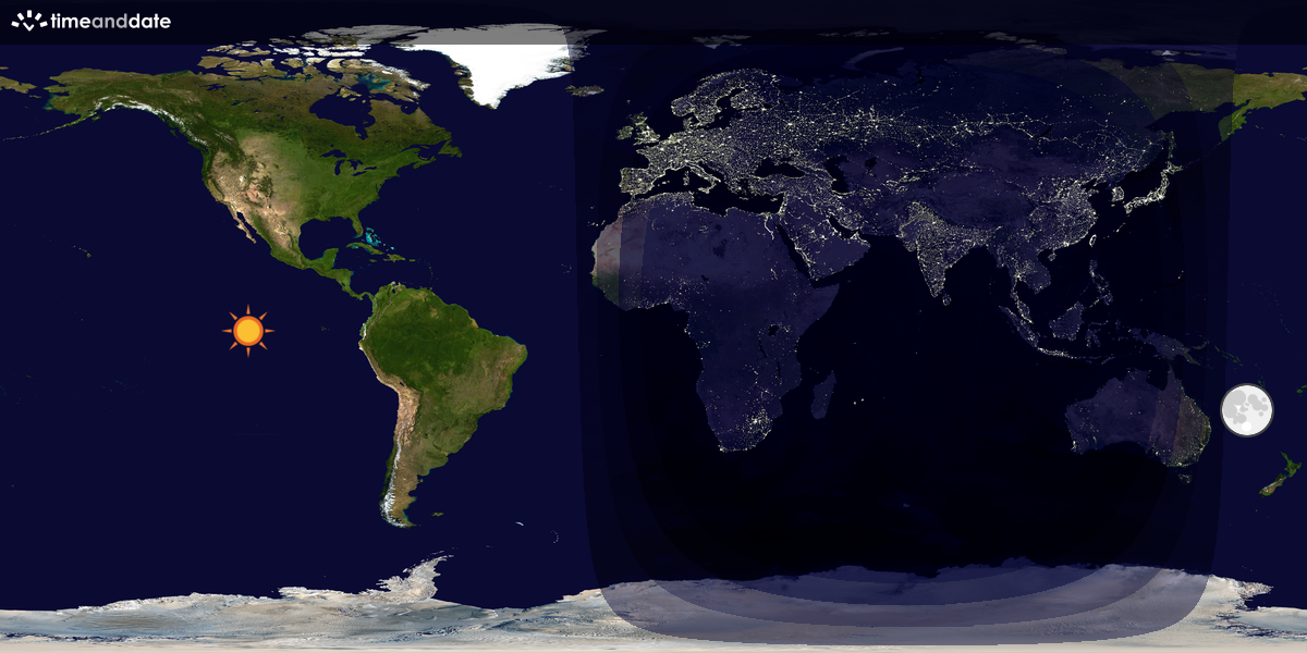 Verdenskart som viser dag og natt 