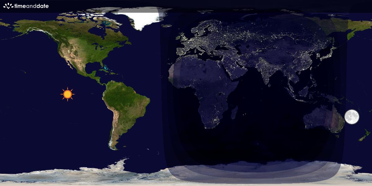 Verdenskart som viser dag og natt 