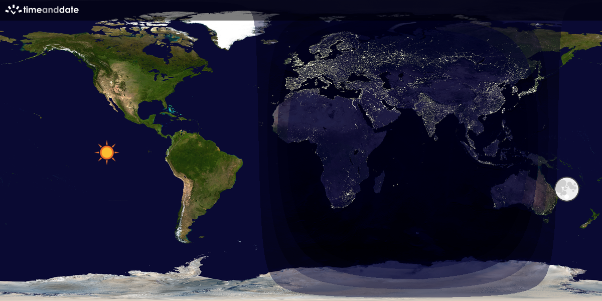 Verdenskart som viser dag og natt 