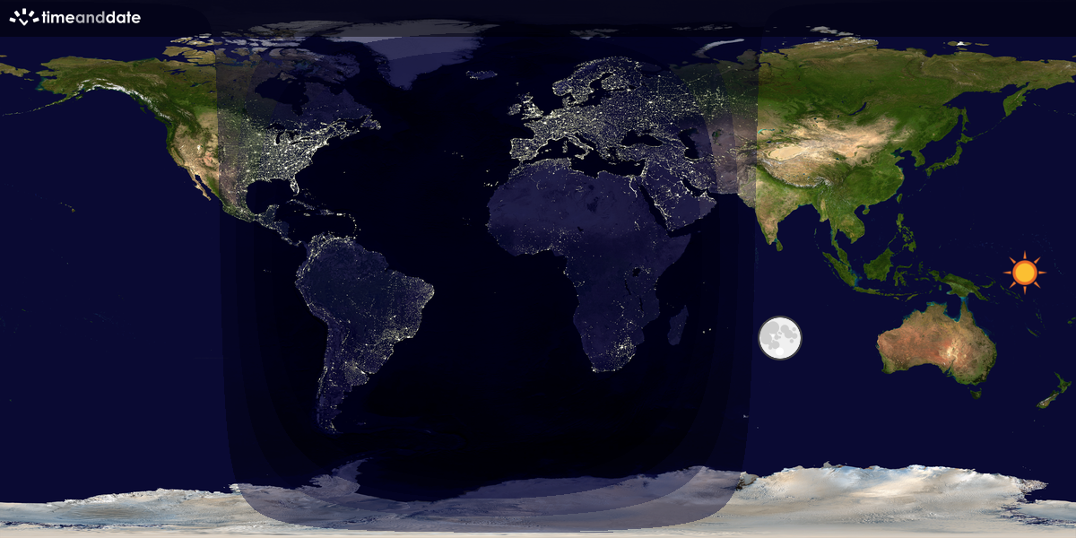 Verdenskart som viser dag og natt 