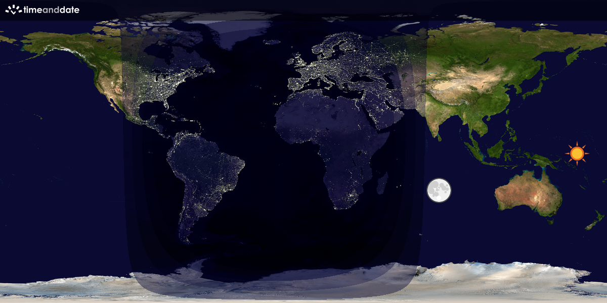 Verdenskart som viser dag og natt 