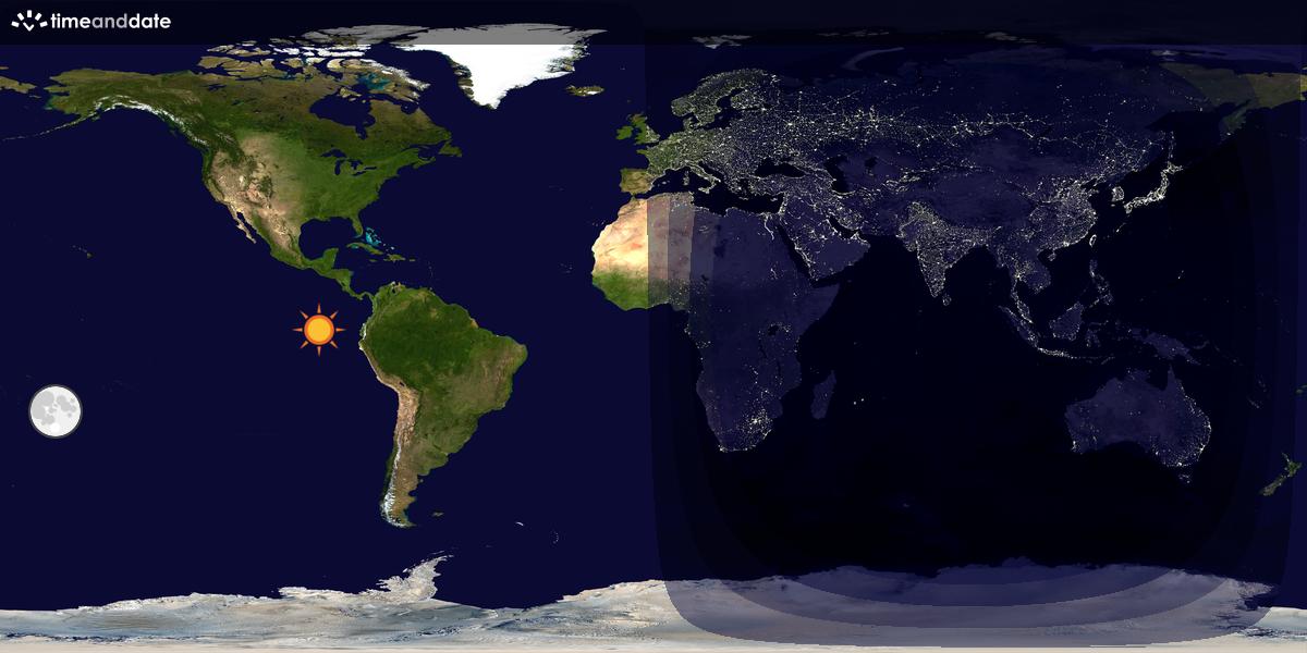 Verdenskart som viser dag og natt 