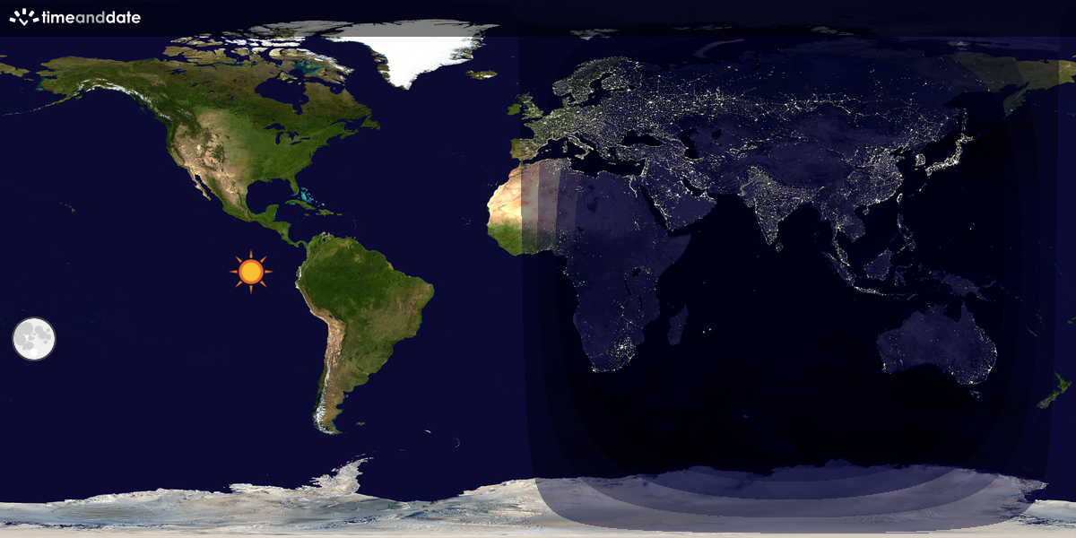 Verdenskart som viser dag og natt 
