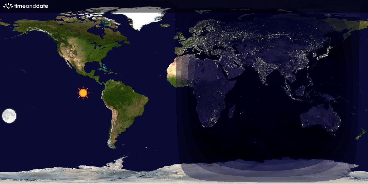 Verdenskart som viser dag og natt 
