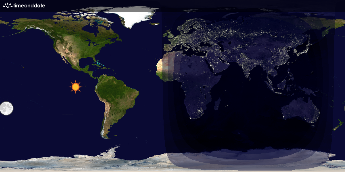 Verdenskart som viser dag og natt 