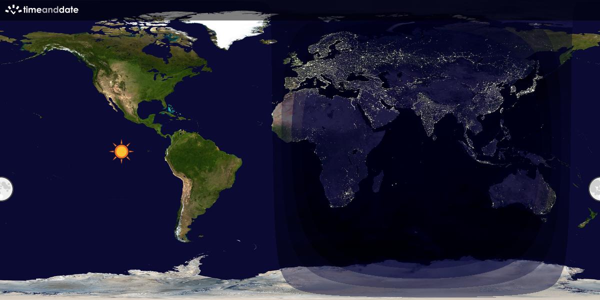 Verdenskart som viser dag og natt 
