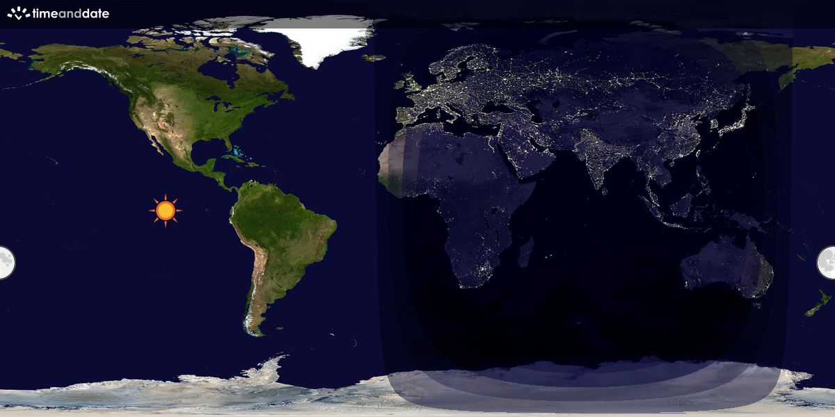 Verdenskart som viser dag og natt 