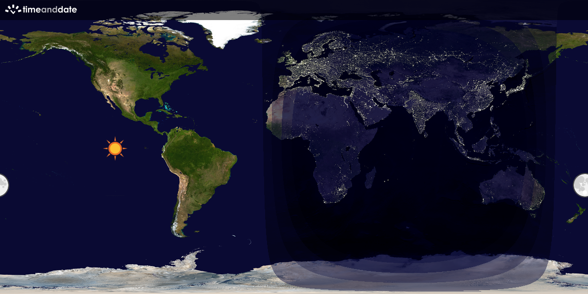 Verdenskart som viser dag og natt 