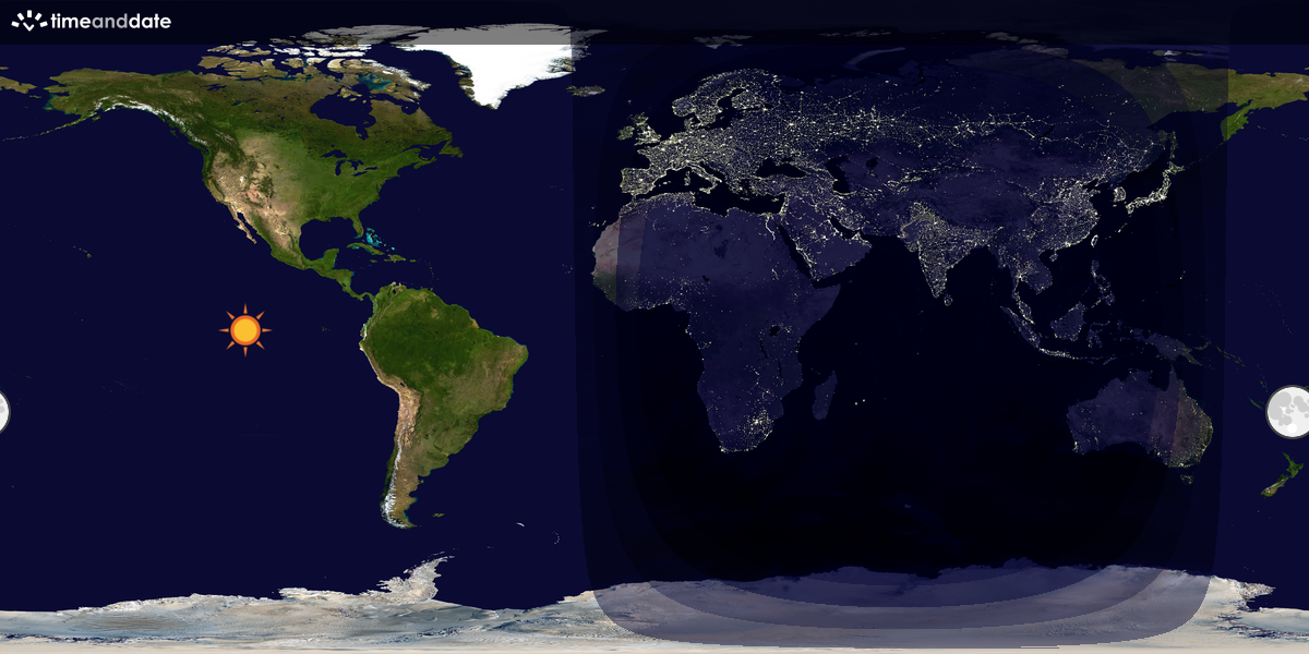 Verdenskart som viser dag og natt 