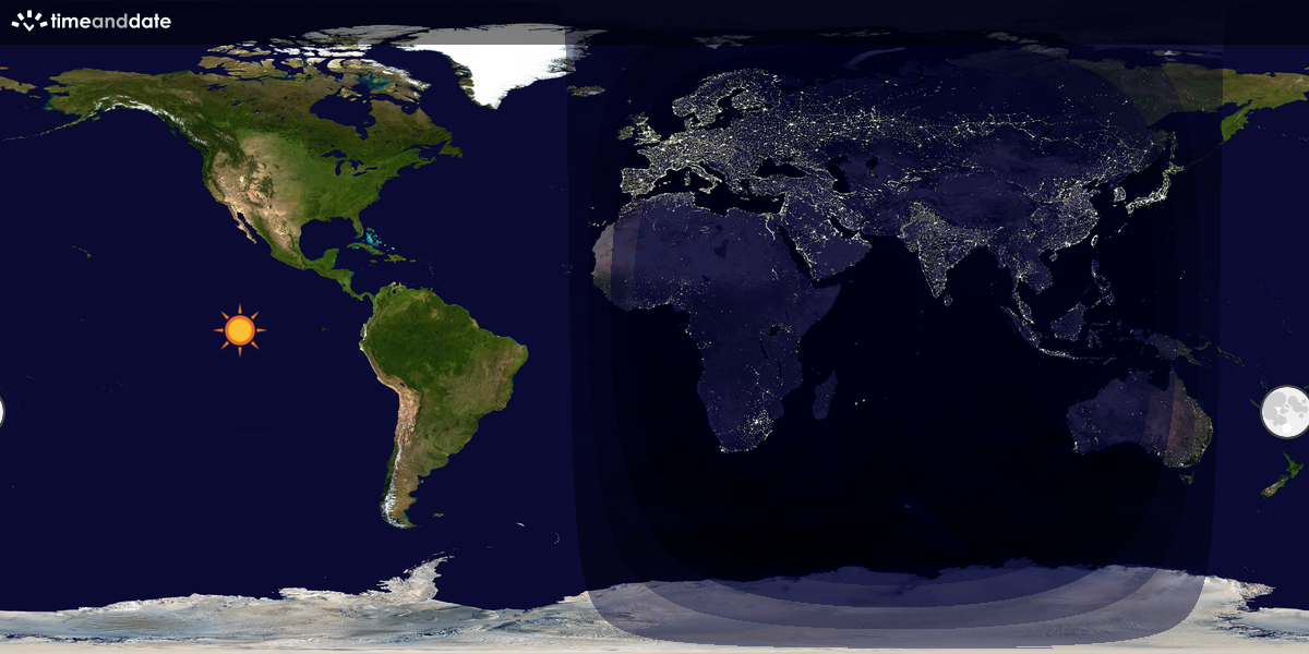 Verdenskart som viser dag og natt 
