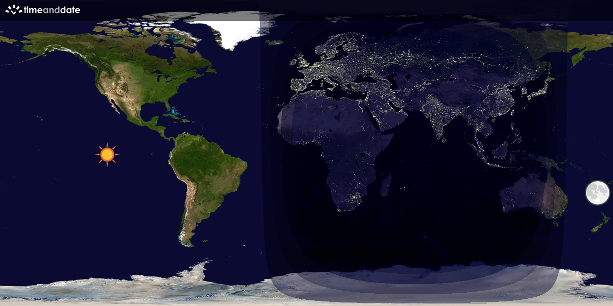 Verdenskart som viser dag og natt 
