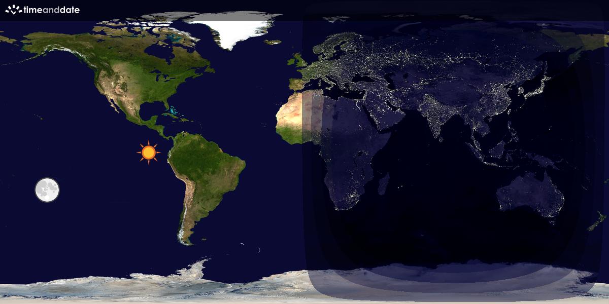 Verdenskart som viser dag og natt 