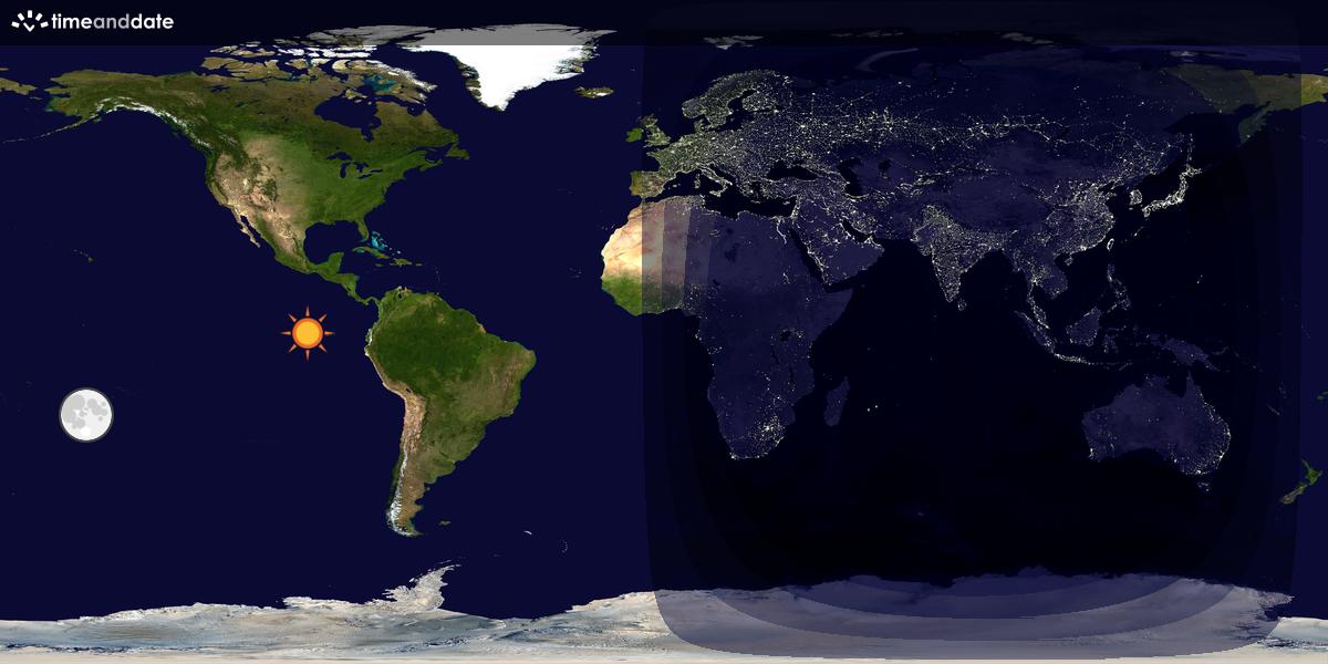 Verdenskart som viser dag og natt 