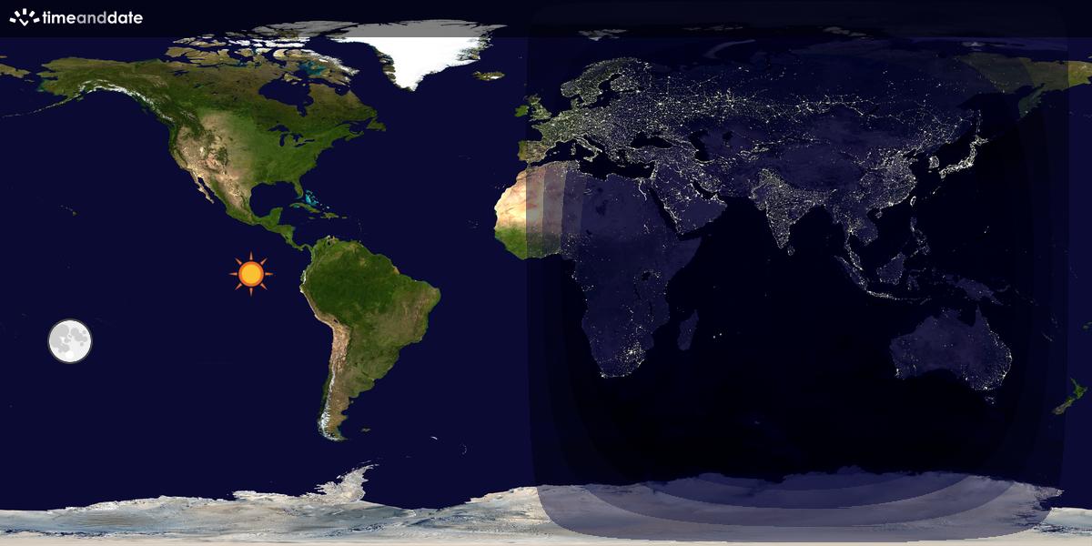 Verdenskart som viser dag og natt 