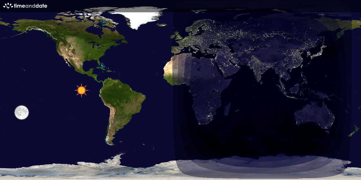 Verdenskart som viser dag og natt 