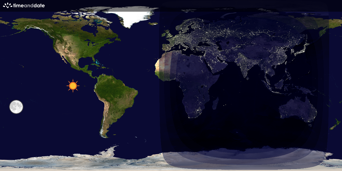 Verdenskart som viser dag og natt 