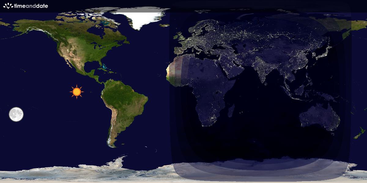 Verdenskart som viser dag og natt 