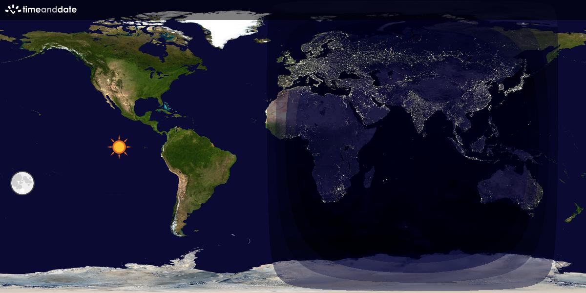 Verdenskart som viser dag og natt 