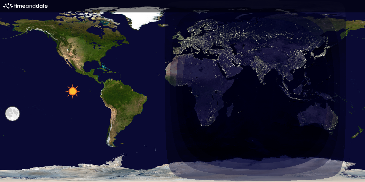 Verdenskart som viser dag og natt 