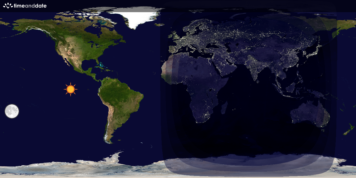 Verdenskart som viser dag og natt 