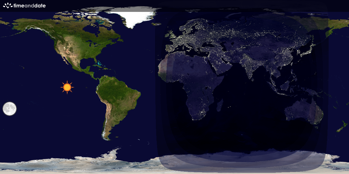Verdenskart som viser dag og natt 