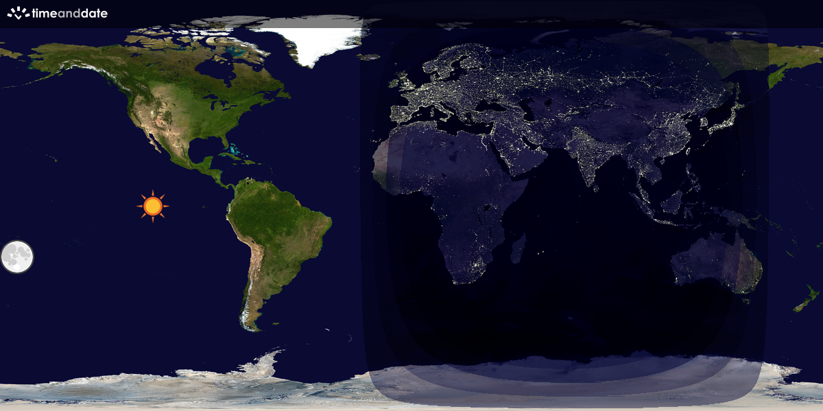 Verdenskart som viser dag og natt 