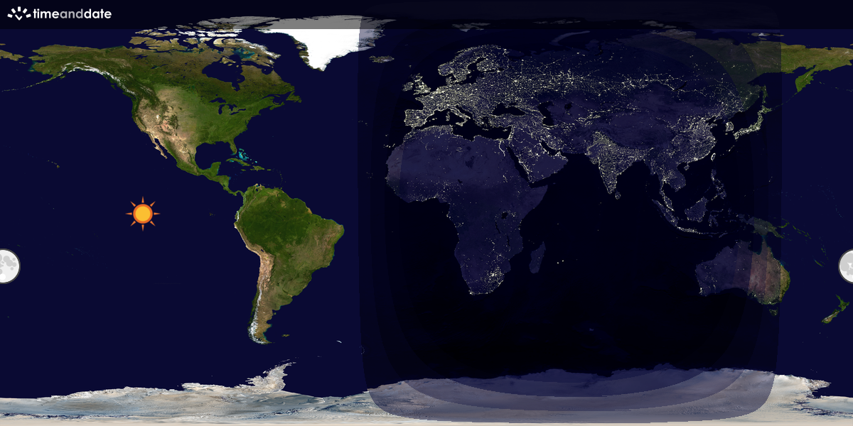 Verdenskart som viser dag og natt 