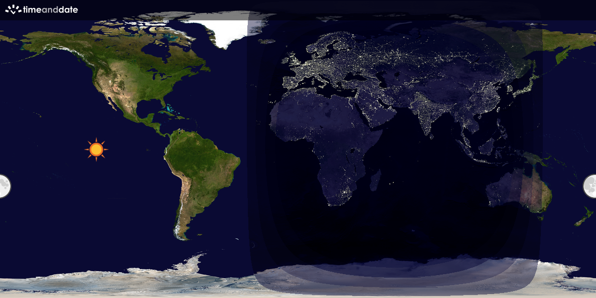 Verdenskart som viser dag og natt 