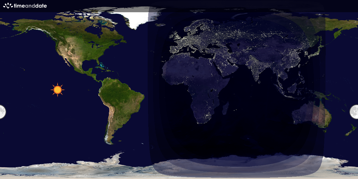 Verdenskart som viser dag og natt 