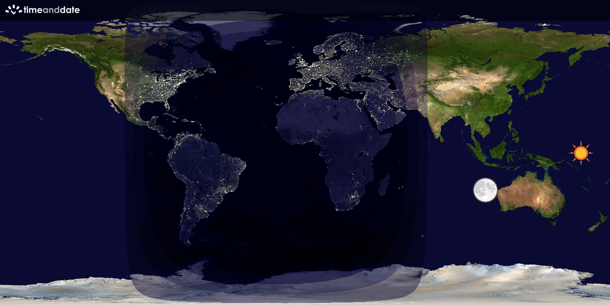 Verdenskart som viser dag og natt 