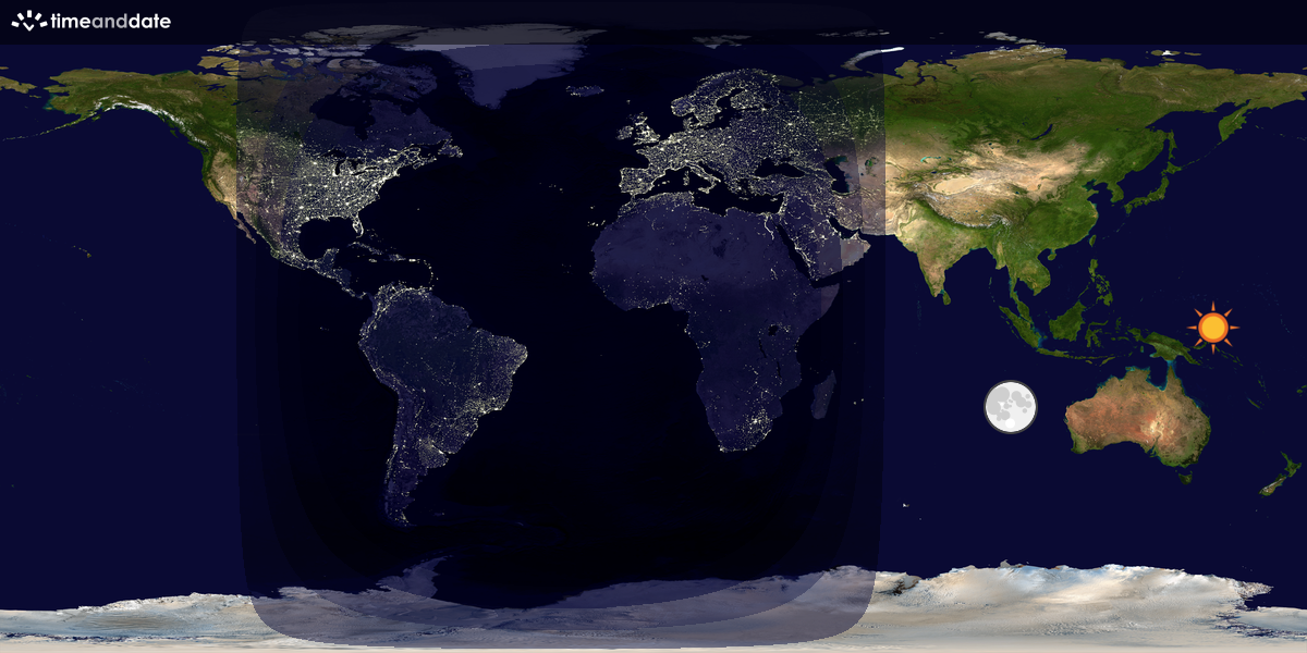 Verdenskart som viser dag og natt 