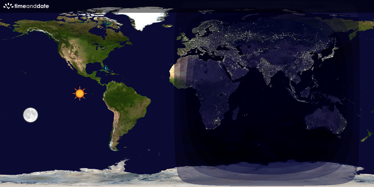 Verdenskart som viser dag og natt 