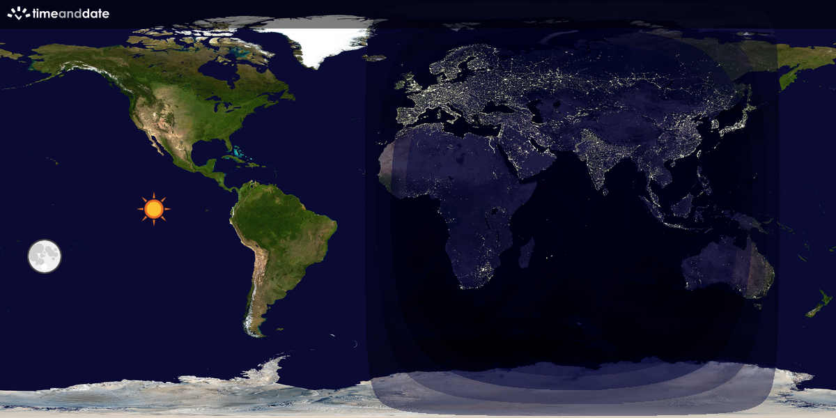 Verdenskart som viser dag og natt 