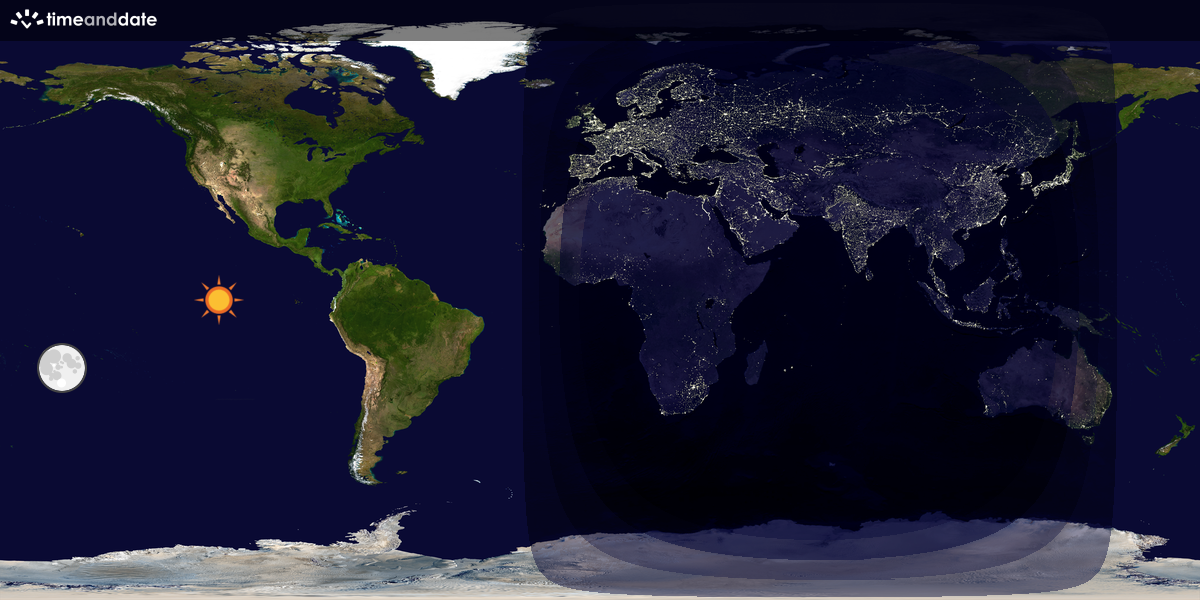 Verdenskart som viser dag og natt 