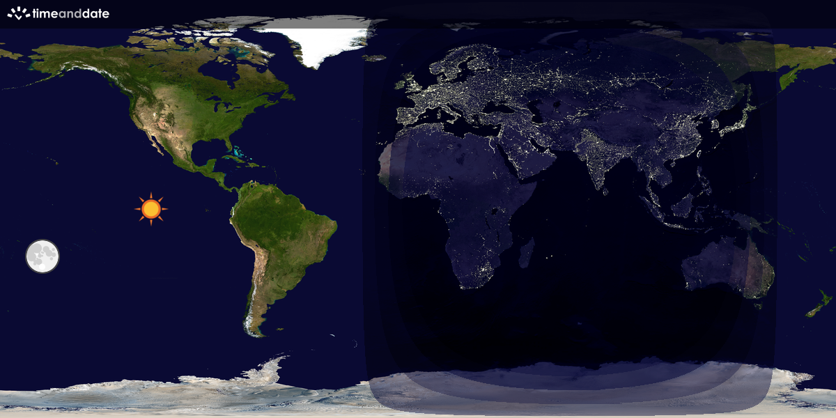 Verdenskart som viser dag og natt 
