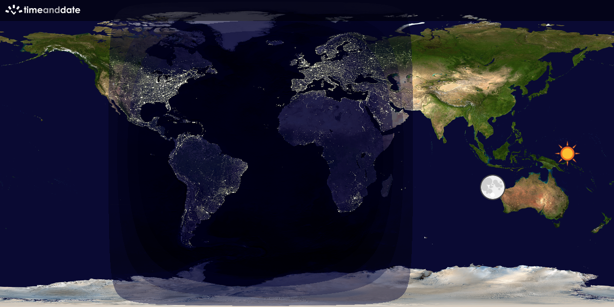 Verdenskart som viser dag og natt 