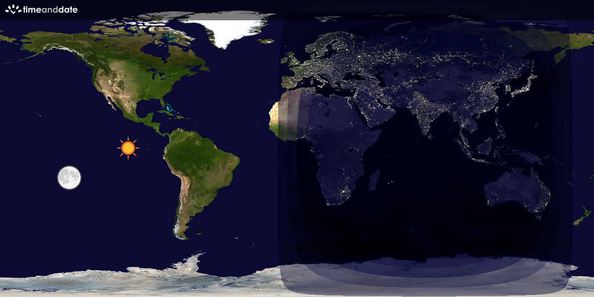 Verdenskart som viser dag og natt 