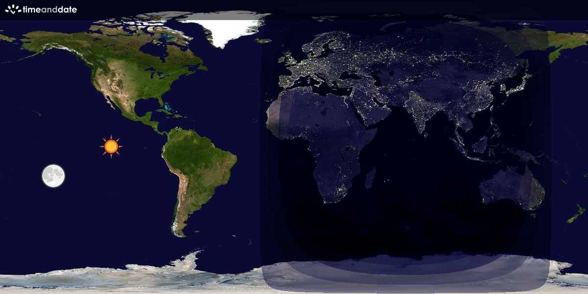 Verdenskart som viser dag og natt 