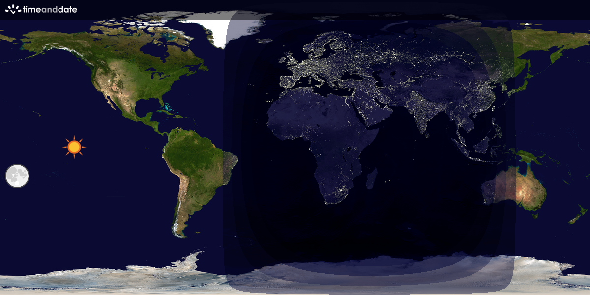 Verdenskart som viser dag og natt 