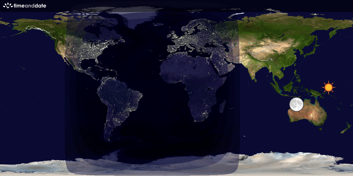Verdenskart som viser dag og natt 