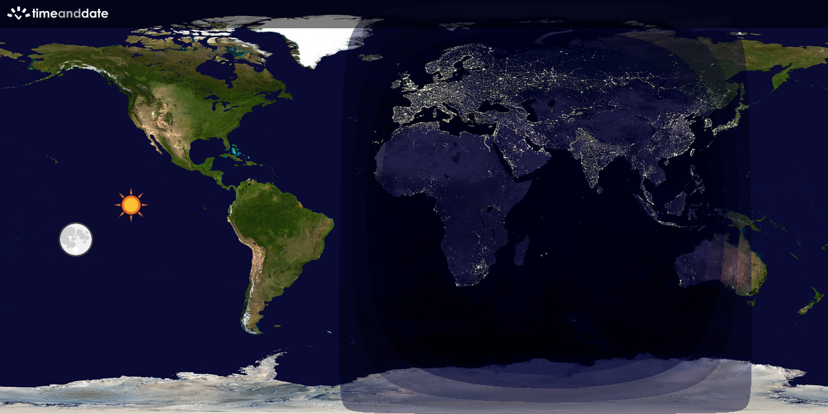 Verdenskart som viser dag og natt 