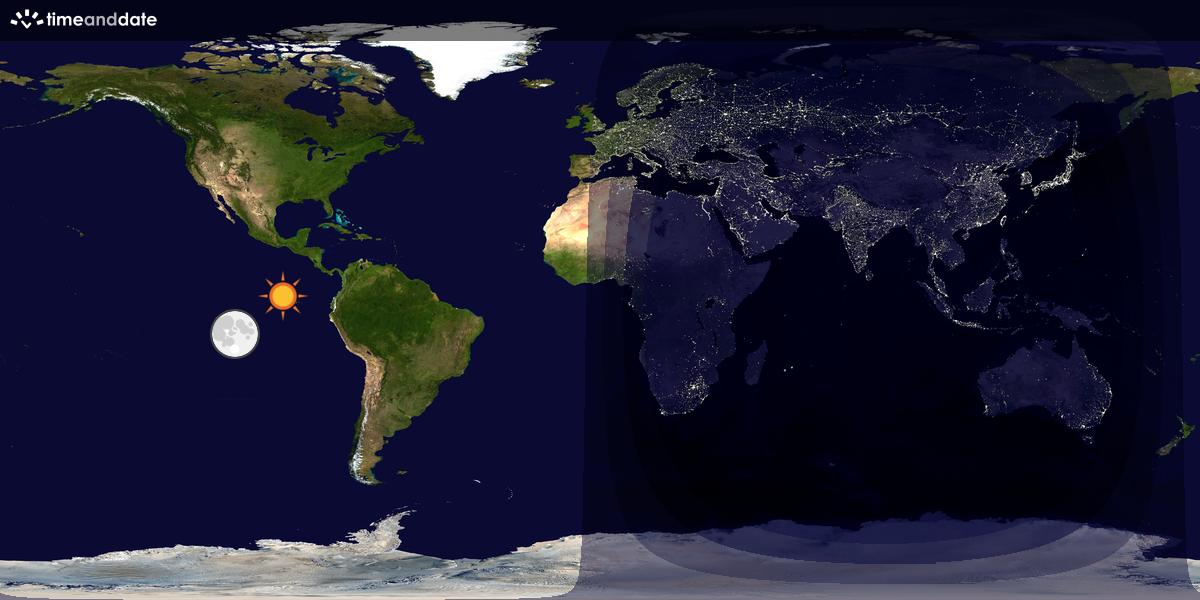 Verdenskart som viser dag og natt 